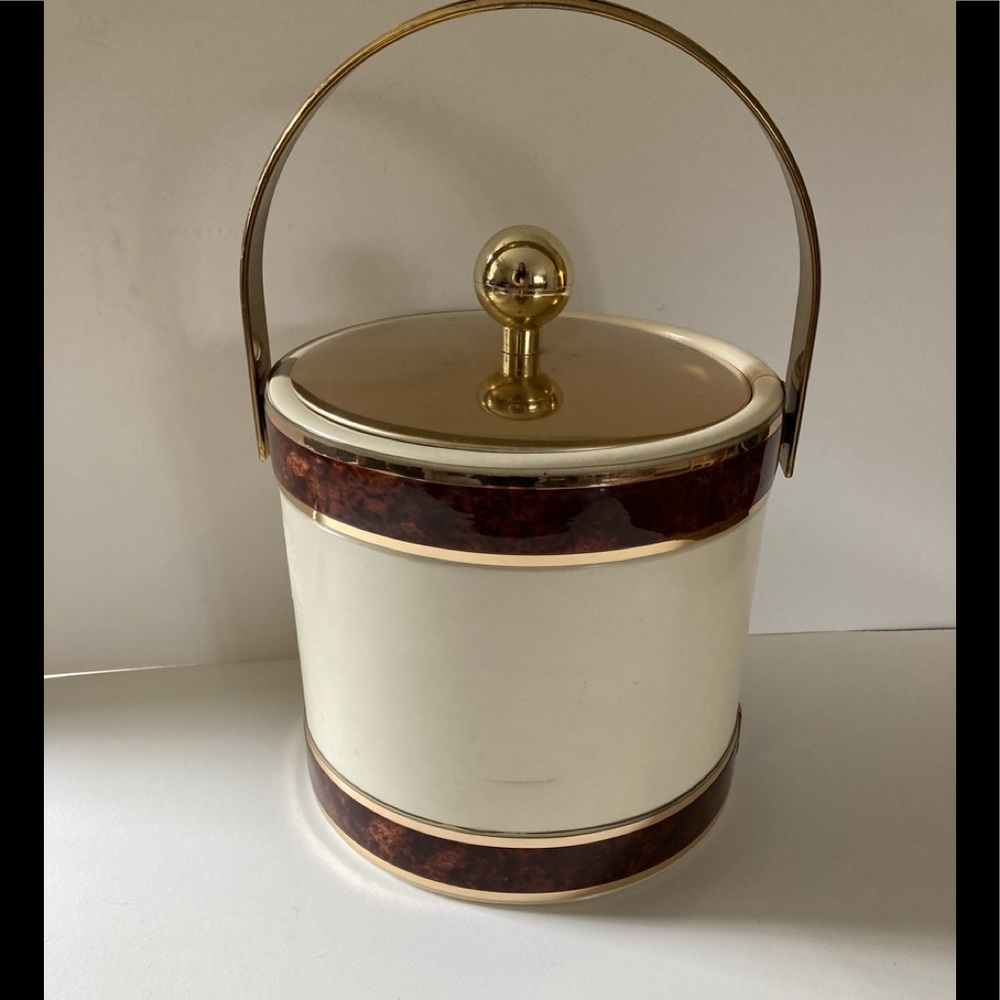 Vintage Kraftware Tortoise/cream  Ice Bucket.